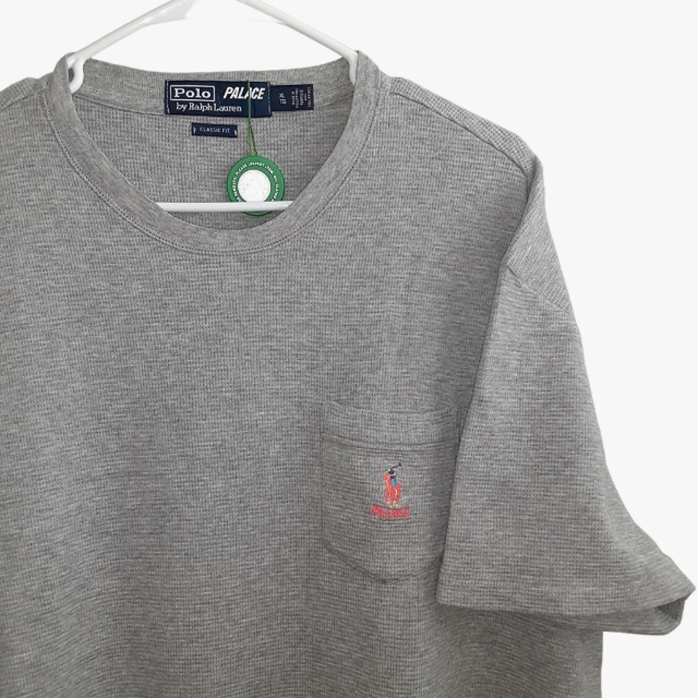 Palace x Polo RL "Logo Pocket grey waffle tee"